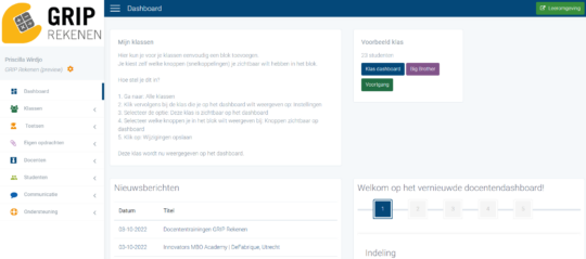 GRIP Rekenen dashboard