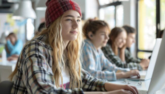 studenten op de computer