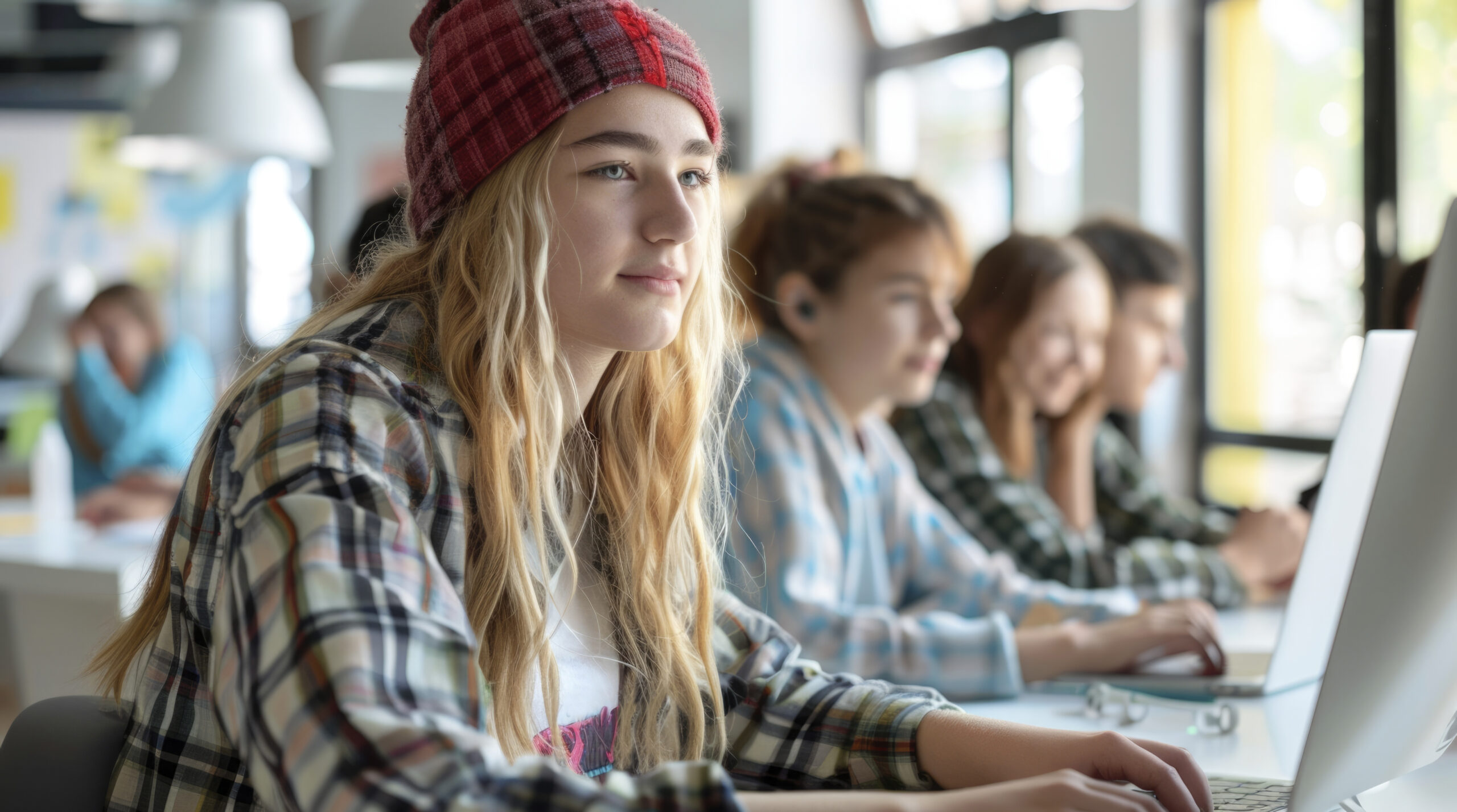 studenten op de computer